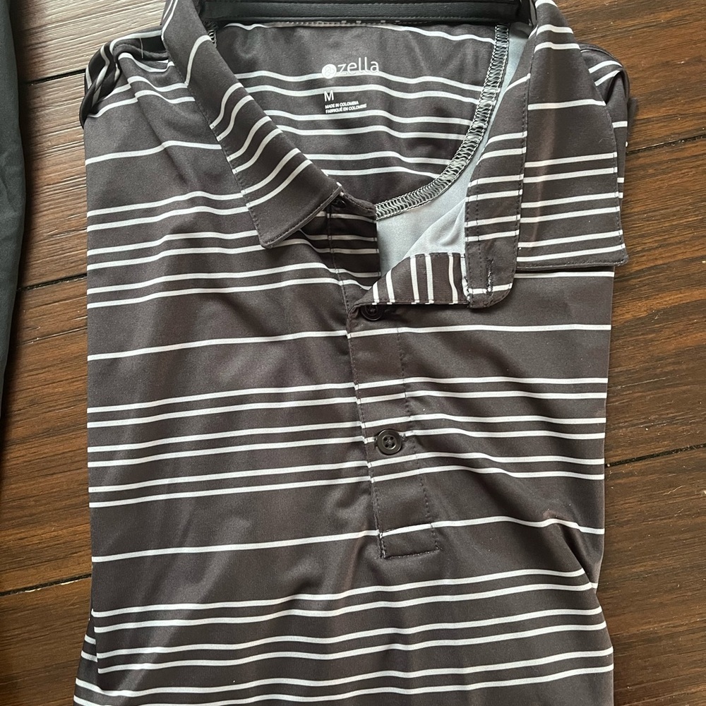 Zella Men's Black Striped Polo Shirt